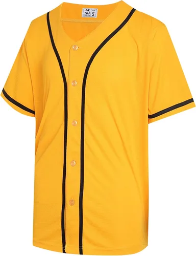 Miniatura 14 de Pullonsy Camiseta de béisbol en blanco para hombres y mujeres, camisas de manga corta con botones completos, hip hop, hipster, uniformes deportivos