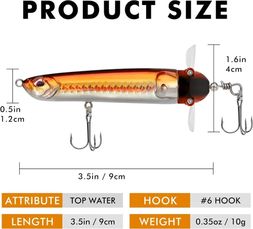 Miniatura 7 de TRUSCEND PoPobait con ganchos BKK, señuelos de pesca para lubina, lucio, lucio, perca almizclada, señuelo flotante para agua dulce o salada