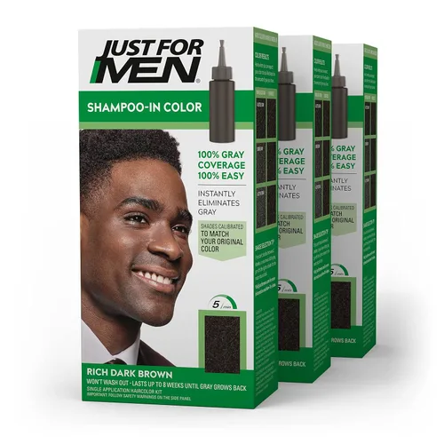 Miniatura 9 de Just For Men Champú en color (antes fórmula original), tinte de cabello para hombre con queratina y vitamina E para un cabello más fuerte, marrón