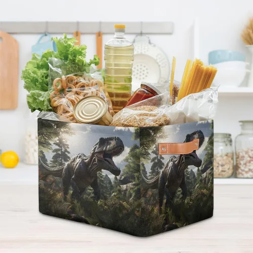 Miniatura 7 de AUUXVA Ombra Cesta de almacenamiento gigante de dinosaurios jurásicos caja de almacenamiento de lona duradera plegable cesta de juguetes organizador