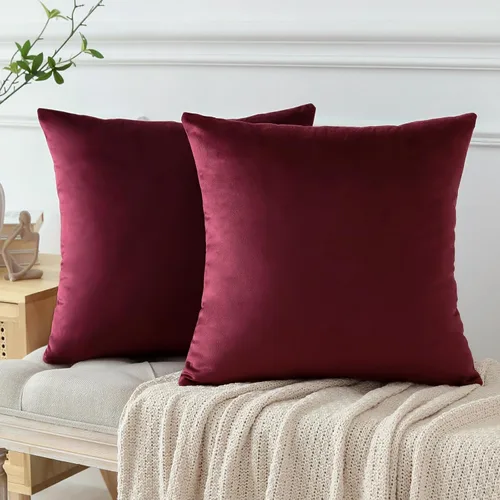 Miniatura 8 de OTOSTAR Paquete de 2 fundas de almohada decorativas de terciopelo suave de 18 x 18 pulgadas, fundas de cojín cuadradas sólidas para decoración