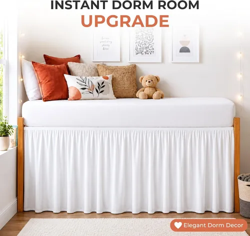 Miniatura 2 de Twin XL 28" Drop Extra Long BedSkirt, Premium Brushed Microfiber Tailored Drop, Put On Elastic Wrap Around Long Dust Ruffle, Split Corner, Bedroom