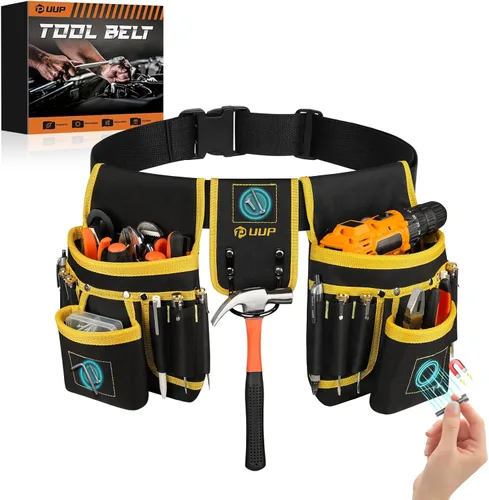 Cinturón de herramientas magnético para hombres, 26 bolsillos, bolsa de herramientas resistente, funda magnética, cinturón de herramientas de