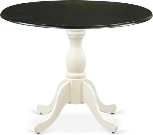 Miniatura 5 de East West Furniture DST-BCH-TP Dublin Mesa de comedor – una mesa redonda de madera maciza con base de gota y pedestal, 42 x 42 pulgadas, negro