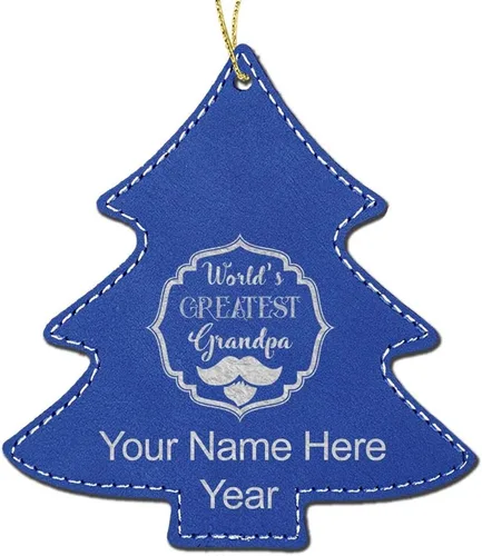 Miniatura 7 de LaserGram Personalized Christmas Ornament, World's Greatest Grandpa, Faux Leather, Custom Laser Engraved Gift Idea (Tree Shape, Pink)