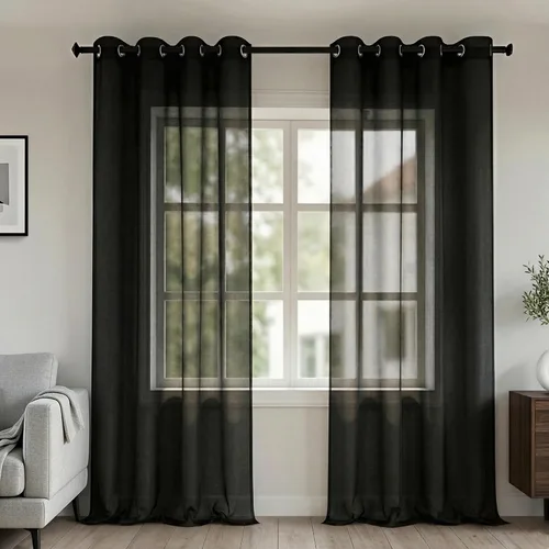 Miniatura 45 de KOUFALL Cortinas traslúcidas de 120 pulgadas de 2 paneles con ojales, juego extra largo de 10 pies de largo, cortinas altas para ventana grande, 52