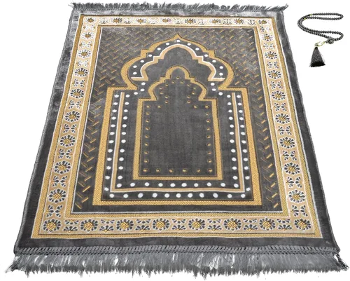 Miniatura 9 de TB - Alfombra de oración islámica gruesa y suave, alfombra musulmana única árabe, turca, africana, diseño bordado, cuentas de oración diaria