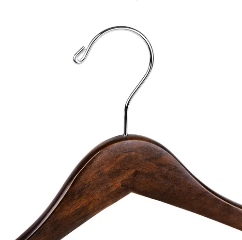 Miniatura 5 de Quality Hangers Perchas de madera hermosas y resistentes para abrigos, perchas curvas, ideales para viajeros, colgador resistente con barra