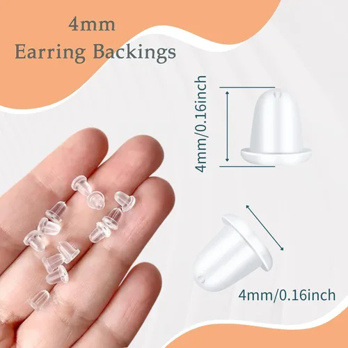 Miniatura 6 de Parte trasera de goma para aretes, parte trasera transparente suave para aretes, 500 piezas de seguridad para aretes, tapones de embrague