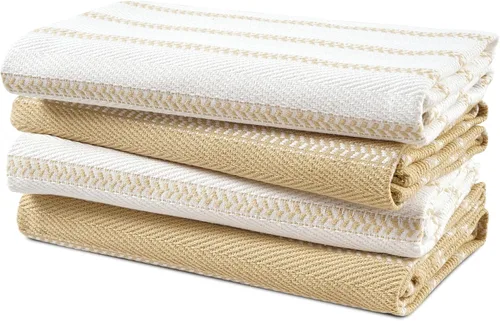 Miniatura 13 de LANE LINEN Juego de 6 paños de cocina de algodón para secar platos, 18 x 28 pulgadas, absorbentes, de secado rápido, color beige 07: Amarillo