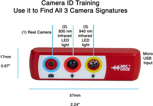 Miniatura 6 de Mic-Lock Camera Finder Pro - Detector de cámara oculta antiespía con infrarrojos (IR) - Asegura tu espacio (rojo)