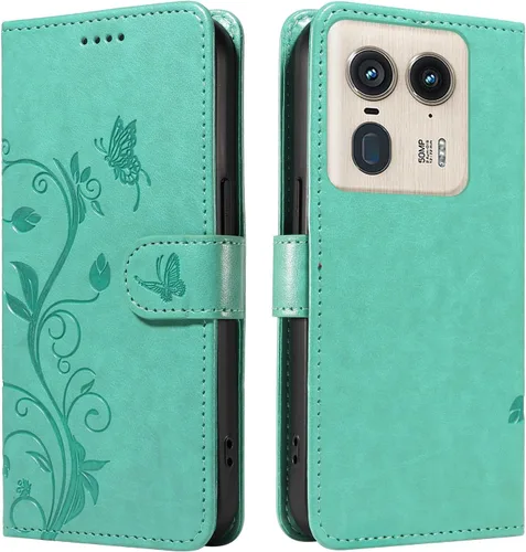 Miniatura 25 de Funda para Motorola Moto E22/E22i, piel sintética, con tarjetero y correa para la muñeca, a prueba de golpes, funda magnética para Motorola Moto Rojo