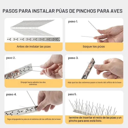 Miniatura 5 de OFFO - Púas de control de aves con base de acero inoxidable, púas de aves duraderas, púas en forma de flecha para palomas, kit de valla