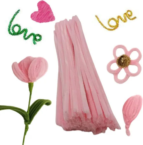 Miniatura 5 de Cldamecy 100 limpiapipas rosa claro con 20 ojos salchuelos, tallos de felpilla para proyectos de manualidades, limpiadores de tuberías