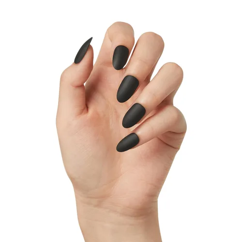 Miniatura 2 de imPRESS Uñas postizas a presión de color, Halloween, sin necesidad de pegamento, negras, almendra mediana, 33 unidades.