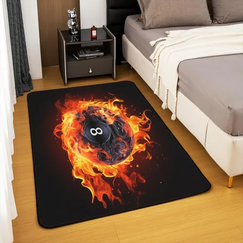 Miniatura 4 de jejeloiu Alfombra de billar para sala de estar, dormitorio, 3 x 5 pies, para niños y niñas, temática deportiva, alfombra decorativa para cocina