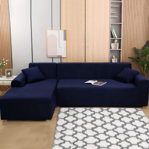 Miniatura 11 de Fundas para sofá modular, 2 fundas de sofá en forma de L con fundas de almohada, fundas elásticas de terciopelo para sofá de 3 + 3 plazas, fundas
