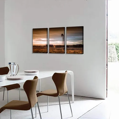 Miniatura 4 de Hardy Gallery Lienzo de paisaje rústico con diseño de molino de viento de llanuras, impresión artística de pared sobre lienzo para dormitorio u