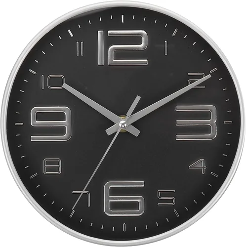 Miniatura 9 de PATIKIL Relojes de pared de cuarzo de 8 pulgadas, funciona con pilas, silenciosos, sin tictac, números 3D, relojes de pared redondos decorativos