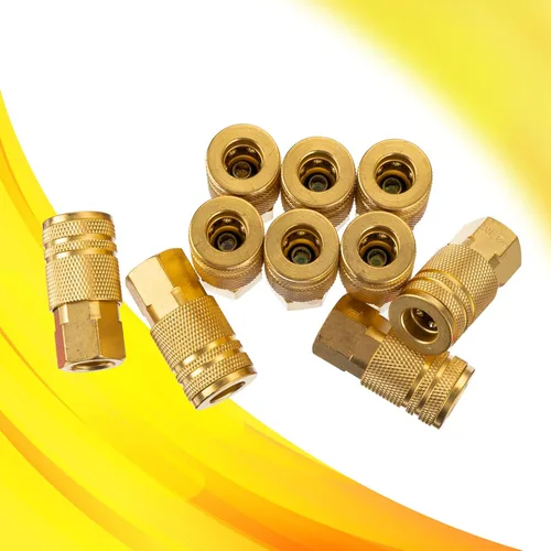 Miniatura 8 de 1/4 accesorios de conexión rápida, acoplamiento de aire industrial 10 piezas, acoplador de aire de conexión rápida de flujo básico de 1/4