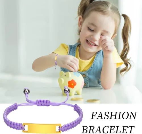Miniatura 54 de Pulsera de barra para bebé: chapado en oro de 18 quilates, pulsera con placa de identificación personalizada para niños pequeños de mamá, nombre
