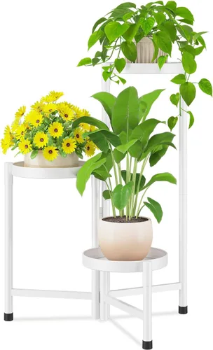 Miniatura 17 de iDavosic.ly Soporte para plantas para interiores y exteriores, estante esquinero de metal de 5 niveles, estante alto plegable para orquídeas