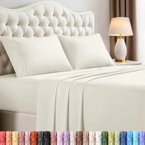 Miniatura 60 de Juego de sábanas King de Utopia Bedding – Juego de 4 sábanas para cama King, microfibra suave y transpirable, incluye 1 sábana bajera, 1 sábana Beige
