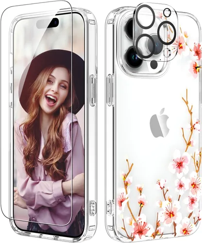 Miniatura 7 de ZQWY Funda compatible con iPhone 14/iPhone 13, estética transparente con diseño con protector de pantalla, protector de lente de cámara, a prueba