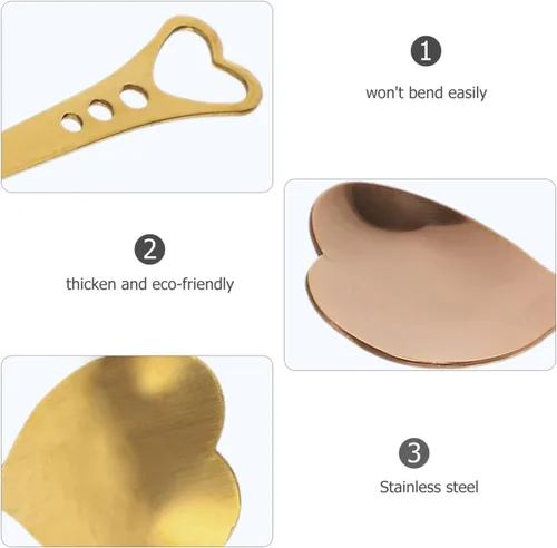 Miniatura 8 de DOITOOL Juego de 2 cucharas de postre en forma de corazón, de acero inoxidable de 5.62 pulgadas, chapadas en oro, cucharas pequeñas para helado