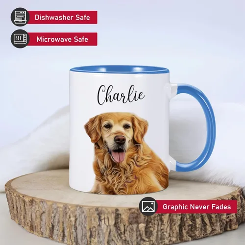 Miniatura 4 de Taza de café de cerámica personalizada de 11 onzas para perros, papá y amantes, incluye foto de mascota y nombre