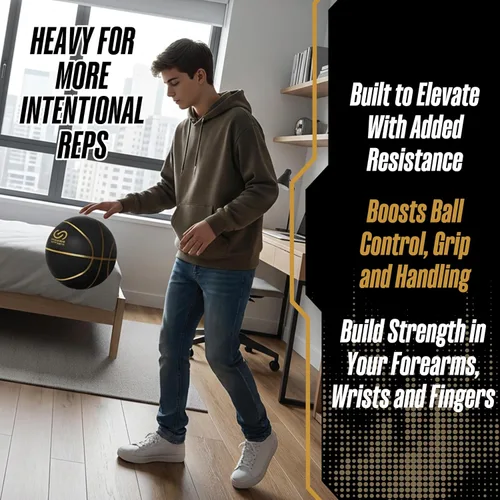 Miniatura 4 de Supreme Silent Sports PRO - Baloncesto con peso de 2 libras, pelota silenciosa y pesada para entrenamiento o atletas, práctica de dribling, manejo