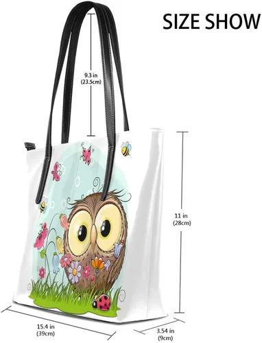 Miniatura 2 de Grandes bolsas de mano de cuero de la PU de las mujeres de la moda linda de dibujos animados búho bolsos bolso del comprador bolso casual