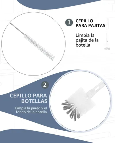 Miniatura 8 de ROSEOK Cepillo 2 en 1 para botella de mango largo con cepillo para popote para limpiar vidrio, botella deportiva, taza de café, azul marino, 1