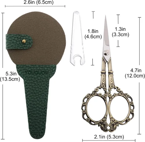 Miniatura 6 de YOUGUOM Tijeras de tejer con estuche, tijeras de ganchillo para roscar tijeras de coser para bordar, manualidades, punto de aguja, pequeñas tijeras
