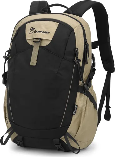 MOUNTAINTOP 30L Hiking Backpack,Men Women Camping Backpack,Lightweight Trekking Travel Backpacks for Climbing Skiing Cycling Negro y caqui-30L