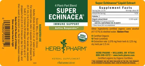 Miniatura 11 de Herb Pharm Extracto Líquido de Súper Equinácea Orgánica Certificada para Apoyo Activo del Sistema Inmunológico - 4 Oz