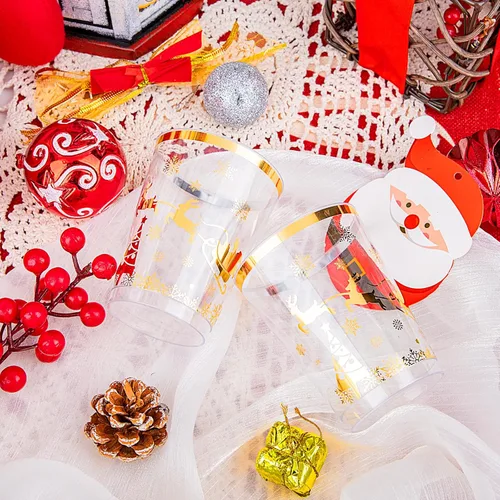 Miniatura 8 de supernal 100 vasos para fiestas navideñas, vasos de plástico dorados con diseño navideño, vasos para fiestas de plástico, vasos desechables, vasos