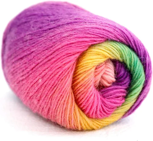Miniatura 24 de Hilo de lana golo para tejer 200 yardas, hilo Cachemire multicolor arcoíris