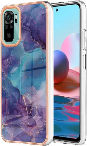 Miniatura 12 de XYX Funda compatible con Xiaomi Redmi Note 10s, galvanizado mármol TPU delgado cuerpo completo elegante funda protectora a prueba de golpes