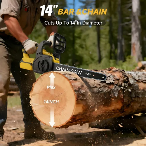 Miniatura 3 de Motosierra eléctrica sin escobillas de 14 pulgadas, motosierra inalámbrica a batería compatible con batería Dewalt de 20 V con pantalla LCD