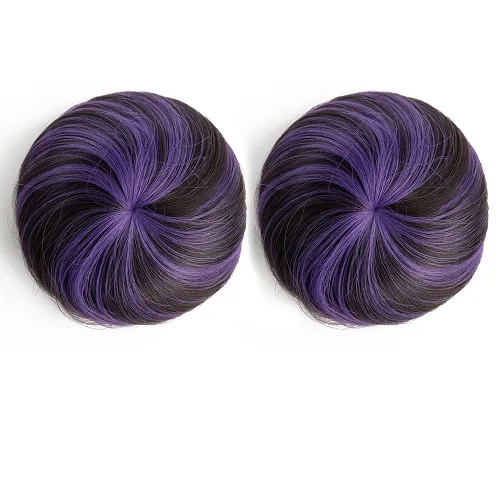 Miniatura 10 de Moños para el cabello, 2 unidades, color marrón, moño falso, para el lugar de trabajo, nupcial, boda, pelo updo para mujeres y abuelas
