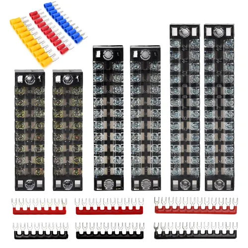 Miniatura 9 de 6 juegos de bloques de terminales, 6 piezas de 4/5/6 posiciones 600 V 15 A bloque de terminales de tornillo de doble fila + 6 tiras de barrera