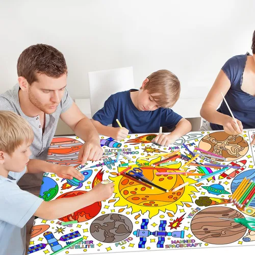 Miniatura 5 de Gatherfun Póster gigante para colorear para pared de aula, versátil póster de actividades para el espacio exterior de 31.5 x 72 pulgadas, cubierta
