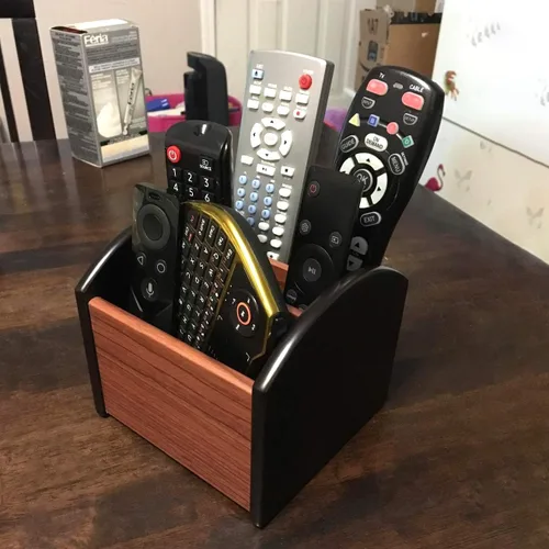 Miniatura 6 de Coideal Soporte de madera para control remoto, organizador de lápices giratorio de madera, organizador de suministros de oficina de escritorio