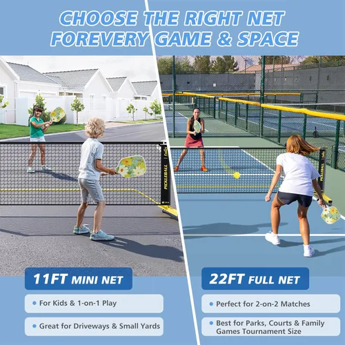 Miniatura 3 de Pickleball Net Set with 4 Fiberglass Paddles, Portable Pickleball Set with 4 Fiberglass Paddles, 6 Balls & Carry Bag, Easy Setup for Driveway