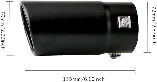 Miniatura 2 de Sakali Silenciador universal de 2.874 in de entrada de acero inoxidable atornillado de 2.8 pulgadas, tubo de punta de escape de coche (negro)