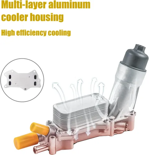 Miniatura 7 de Carcasa de filtro de aceite del enfriador de aceite del motor MEJORADA con arandela de flúor compatible con Chrysler 200 300 2011-2016, Dodge