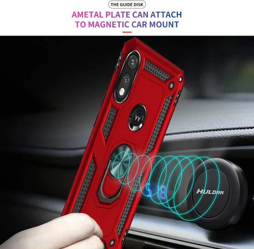 Miniatura 6 de Funda para Moto E Phone Case, Moto E con protector de pantalla HD, fundas protectoras de grado militar con anillo para Moto E 2020 (rojo)
