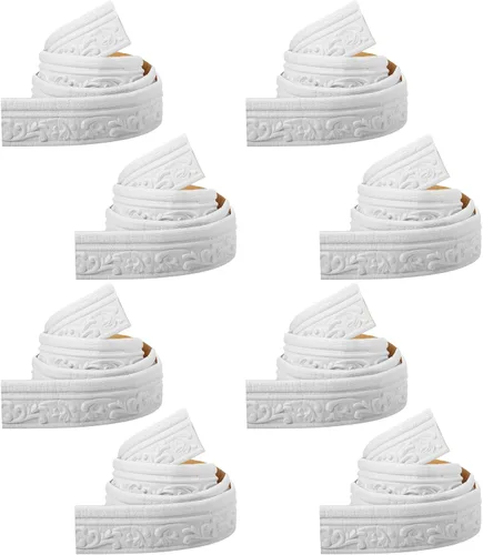 Miniatura 2 de TaoBary 8 rollos de 90 x 3 pulgadas autoadhesivo de espuma flexible para moldura de papel tapiz con borde 3D, líneas de pared decorativas adhesivas