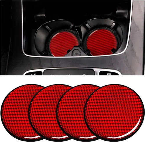 Miniatura 7 de BESULEN - Juego de 2 portavasos para automóvil de fibra de carbono, antideslizantes, insertados, universales de 2.75 pulgadas, almohadillas